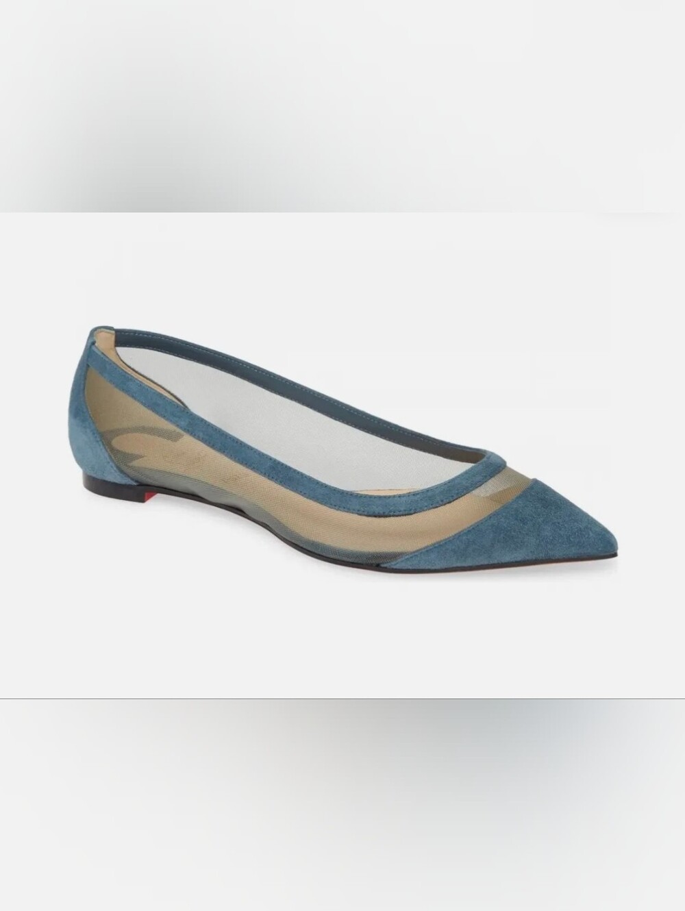 Christian Louboutin Suede Pointed Flat Ballet  in Grey & Tan Size 42 Us 10